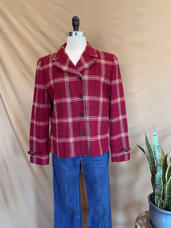 Vintage 90s Ralph Lauren Maroon Plaid Jacket