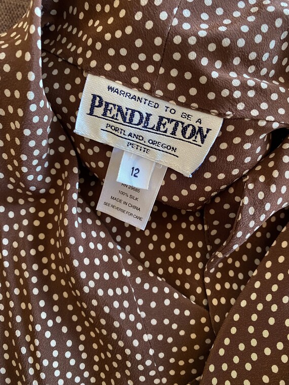 Vintage Pendelton Silk Brown Polka Dot Neck Tie B… - image 4