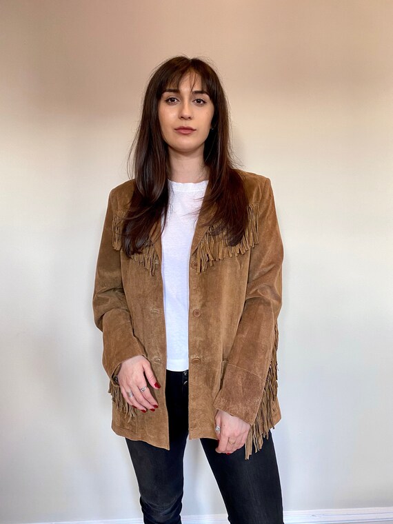 Vintage 80s Brown Suede Fringe Jacket