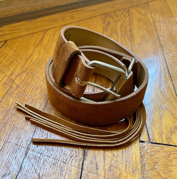 Vintage 90s Tan Suede Fringe Belt - image 1