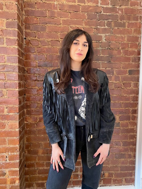 Vintage 70s Authentic Whipp Black Suede Leather Fr