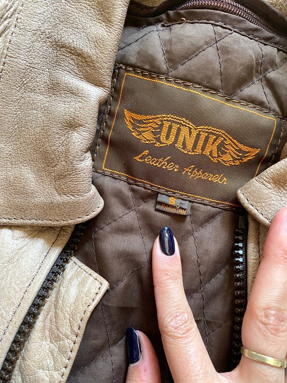 Vintage 80s UNIK Tan Braided Leather Jacket - image 5