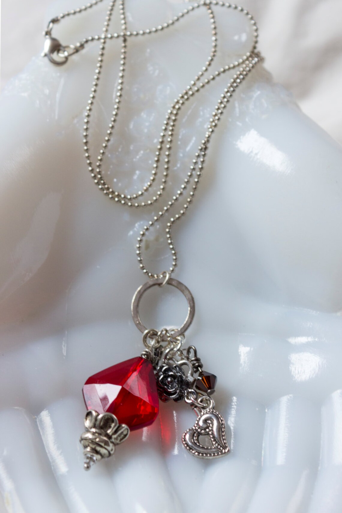 Key to My Heart :loving Heart Assemblage Long Necklace Dangle - Etsy