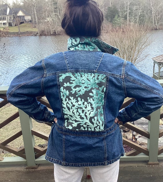 Coral denim jacket top