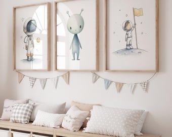 Space Nursery Prints, Nursery Decor Space Boy, Boys Room Decor, Space ...