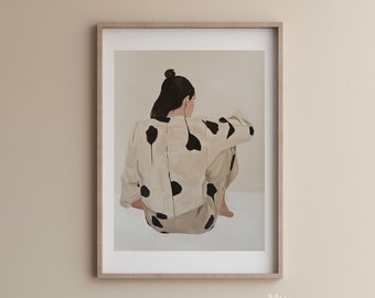 Abstract People Art Wall Decor, Illustration Print Modern Abstract Art, Minimalist Print Beige Decor, Contemporary painting, Figurative, M52