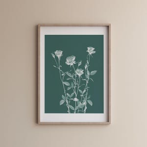 Abstract Flower Wall Print, Minimal floral Wall Art, Botanical Printable wall art, Boho printable wall art, Sage green color flower wall art
