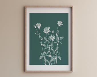 Abstract Flower Wall Print, Minimal floral Wall Art, Botanical Printable wall art, Boho printable wall art, Sage green color flower wall art