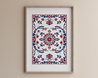 Vintage Textile Wall Art, Antique Textile Printable, Modern Farmhouse Decor Vintage Tapestry  Moroccan Eclectic Art Digital Print M88