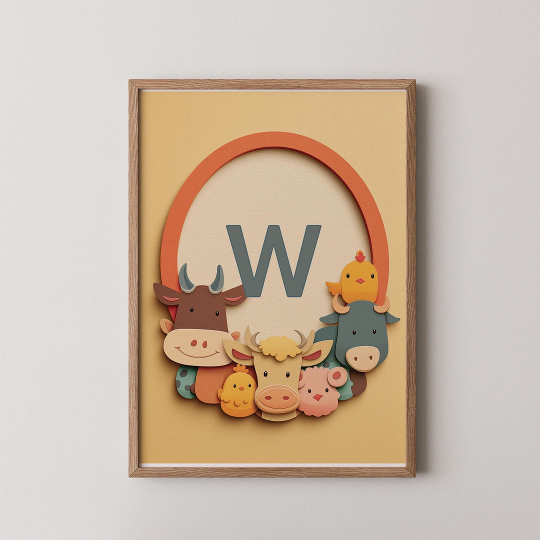 Letter W Name Wall Art for Nursery and Kids Room, Personalized Alphabet ...