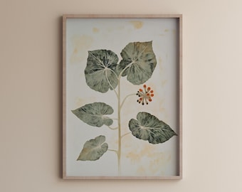 Neutral Vintage Floral Art Print, Antique Botanical Print, Vintage Flower Painting, Rustic Farmhouse Decor PRINTABLE, Vintage wildflower art