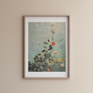 Abstract Flower Wall Print, Minimal floral Wall Art, Botanical Printable wall art, Boho printable wall art, Sage green color flower wall art
