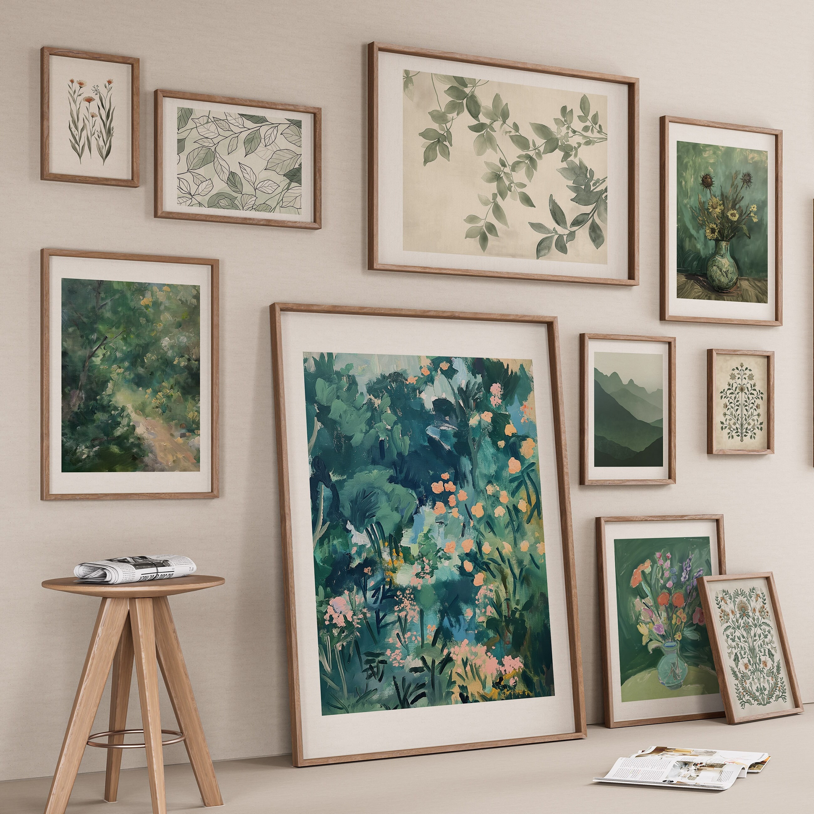 Mega Bundle, Forest Garden Gallery Wall Print Set of 15, Green