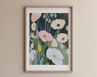 Abstract Flowers Wall Print, Minimal floral Prints, Botanical Printable wall art, Boho printable wall art, Sage green gallery wall art