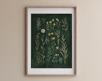 Moody Floral Art,Vintage Botanical Gallery Wall Print,Rustic Wall Decor PRINTABLE, Digital Flowers Wall Art,Digital DOWNLOAD, Boho Art print