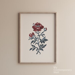 Abstract Botanical Flowers Poster, Digital Download Wall Print, Black Beige Abstract Flower Print, Large Printable Art Boho Printable Art
