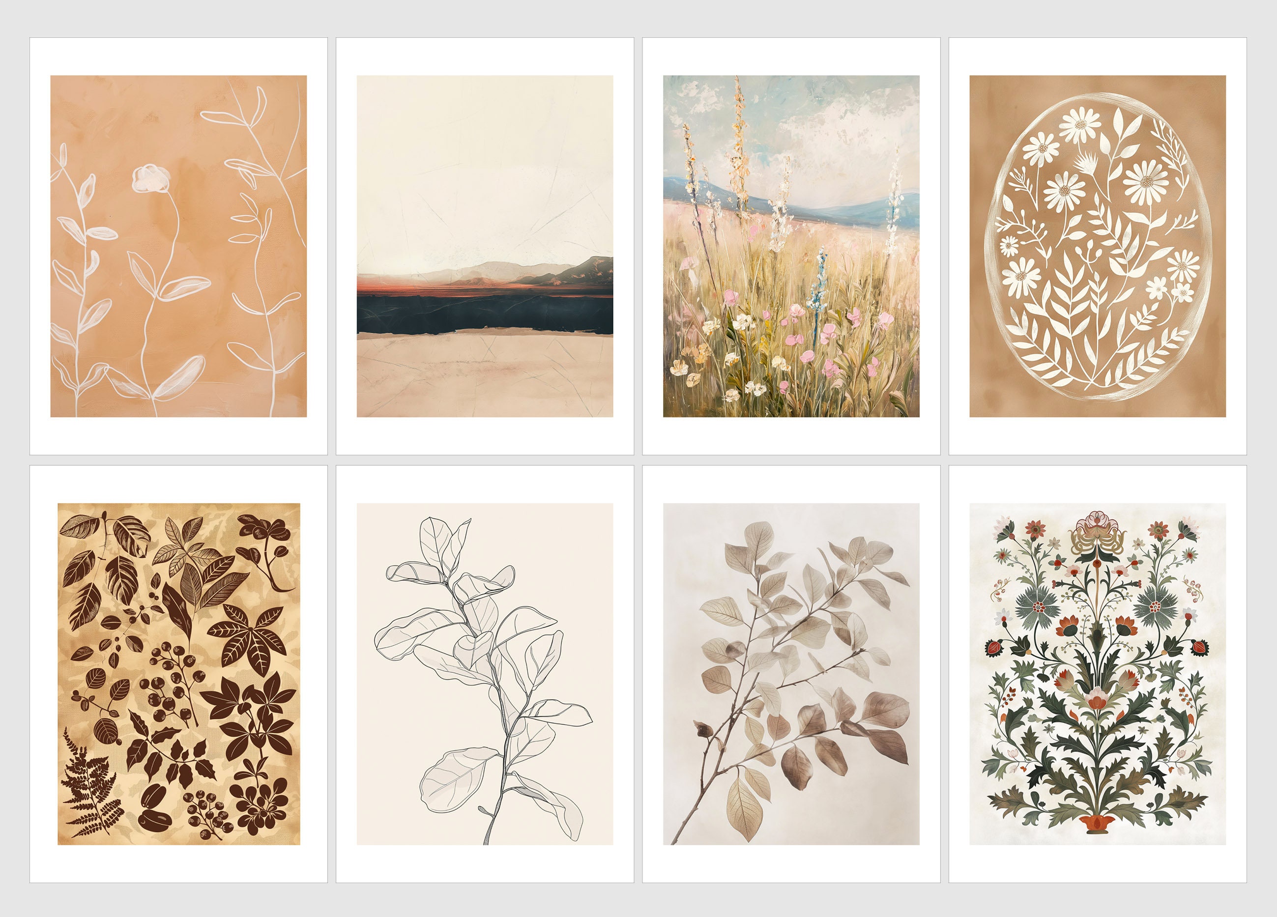 MEGA BUNDLE Set of 17, Neutral Sage Green Gallery Wall Print