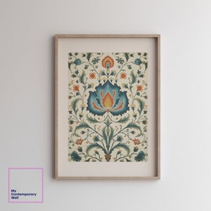 No:114 |  Fall Printable Art |  Vintage Textile Wall Art | Antique Tapestry Printable Wall Art | Modern Farmhouse Eclectic Art Print |