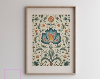 No:114 |  Fall Printable Art |  Vintage Textile Wall Art | Antique Tapestry Printable Wall Art | Modern Farmhouse Eclectic Art Print |