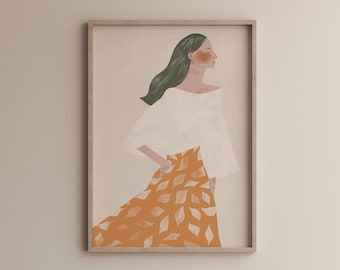 Abstract People Art Wall Decor,Female Illustration Print Modern decor,Minimalist neutral Decor, Contemporary painting, Figurative minimalist