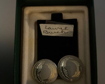 Laurel Burch signed enamel cloisonné earrings.
