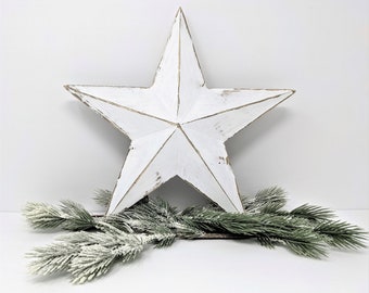 Christmas Tree Topper Star,  Wood Tree Topper, Christmas Decoration, Distressed White Star, Rustic Wood Star