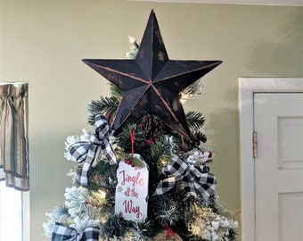 Christmas Tree Topper Star, Black Christmas Tree Topper, Farmhouse Christmas Tree Topper, Rustic Tree Topper