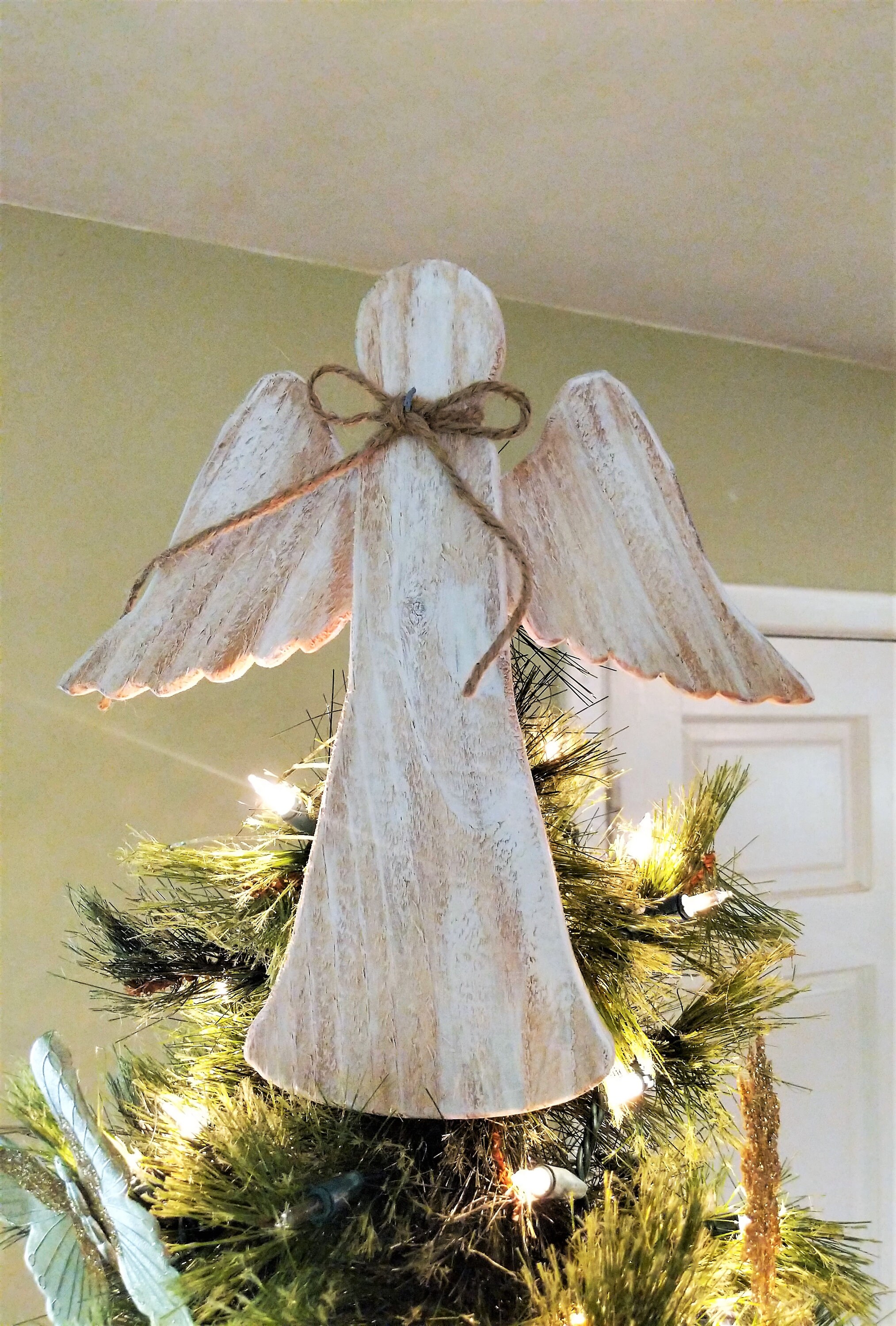 Angel Christmas Tree Topper Rustic Wood Angel Wooden Angel Etsy