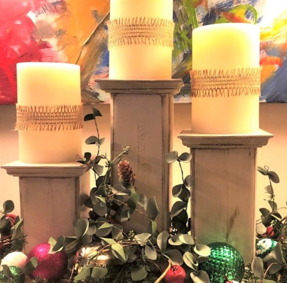 Wood Candle Holder Set of 3 Tea Light Holder Handmade From