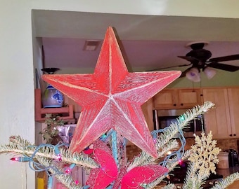 Christmas Tree Topper, Rustic Wood Star, Christmas Tree Ornament, Holiday Tree Topper, 12 Inch Star