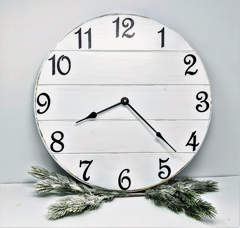 Large Wood Modern Farmhouse Clock 18 Inch Rustic Wall Clock Etsy