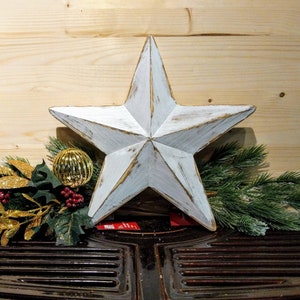 Christmas Tree Topper Star, Wood Tree Topper, Christmas Decoration, Distressed White Star, Rustic Wood Star image 4