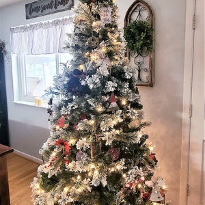 Estrella de madera rústica, estrella de copa de árbol, decoración navideña, copa de árbol de granja imagen 5