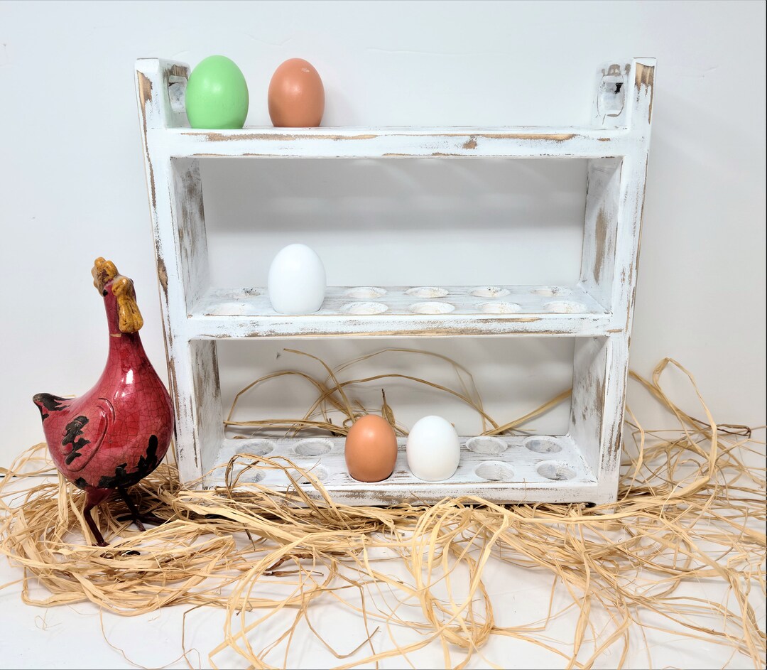 Egg Rack Rustic Farmhouse Egg Rack, Egg Storage, Fresh Egg Display, Rustic Wood Egg ...