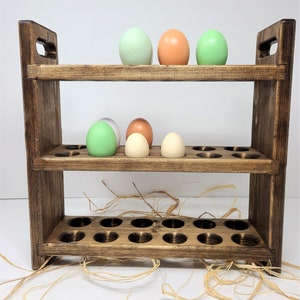 Fresh Egg Storage, Farmhouse Egg Rack, Black Kitchen Counter Egg Storage, Wood Egg Holder, Chicken Wire Carved Sides image 6