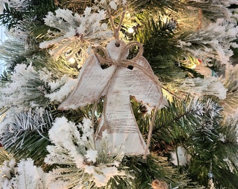 Farmhouse Christmas Ornaments, Set of 3 Ornaments, Angel Ornament, Christmas Ornaments,  Rustic Wood Tree Ornament, Cedar Ornaments