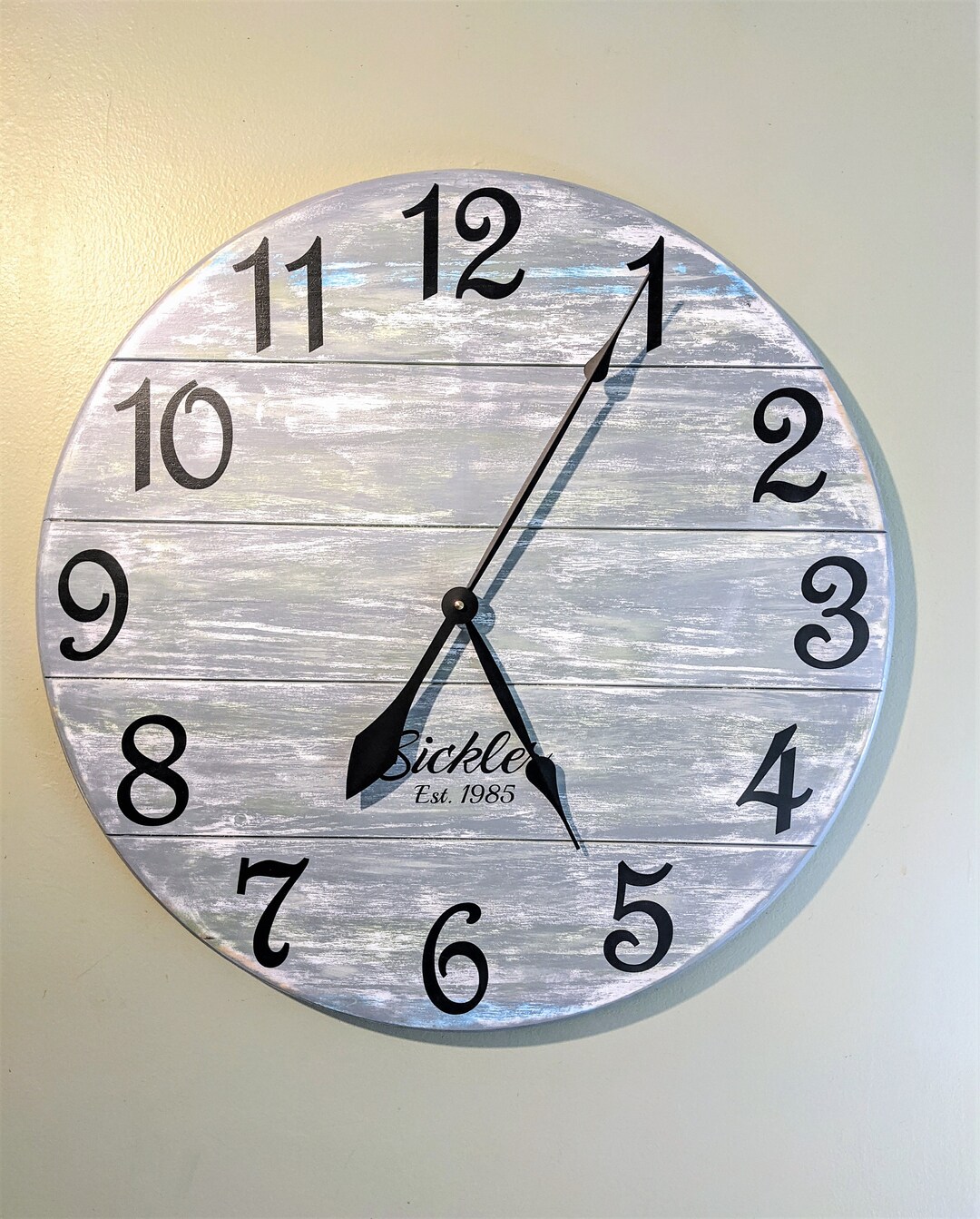 Large Wood Farmhouse Clock, Rustic Wall Clock, Shiplap Style Clock