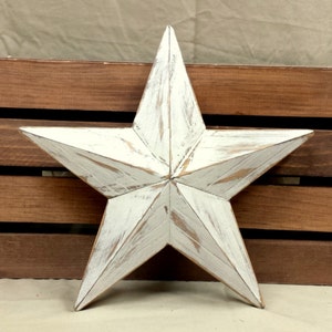 Estrella de madera rústica, estrella de copa de árbol, decoración navideña, copa de árbol de granja imagen 1