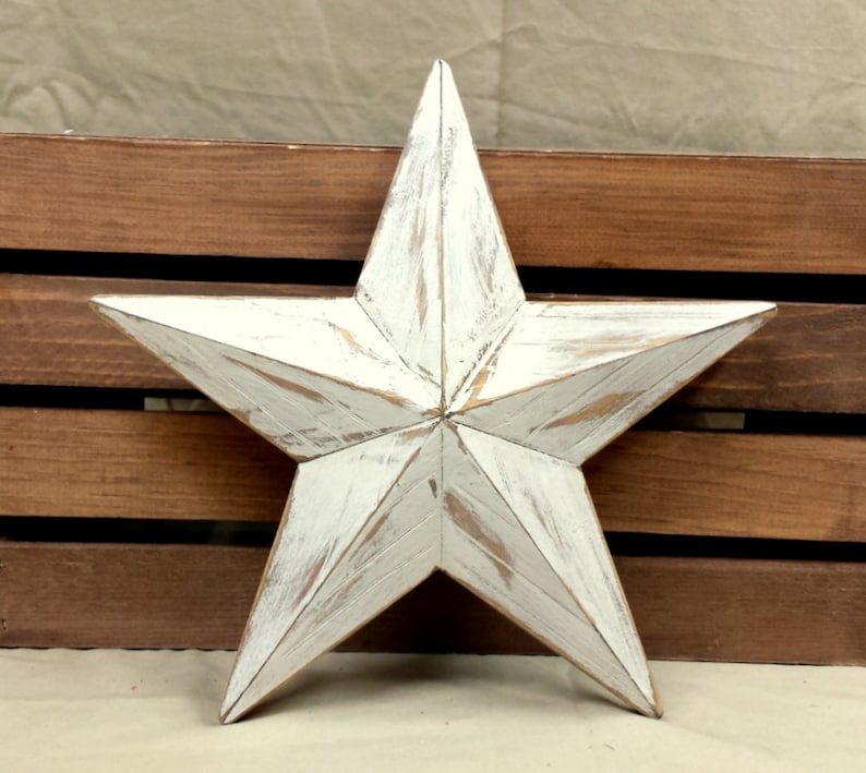 Estrella de madera rústica, estrella de copa de árbol, decoración navideña, copa de árbol de granja imagen 1