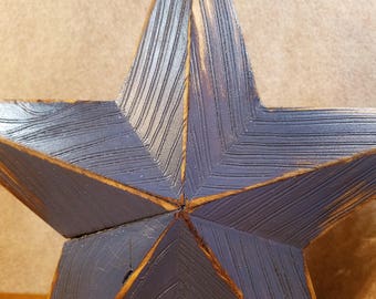 Wood Star, 12 Inch Beveled, Medium Blue, Wooden Star, Painted Star, Rustic Wall Decor, Distressed, Vintage Style, Farmhouse