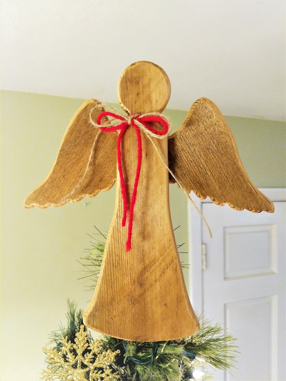 Angel Christmas Tree Topper Rustic Wood Angel Wooden Angel Etsy