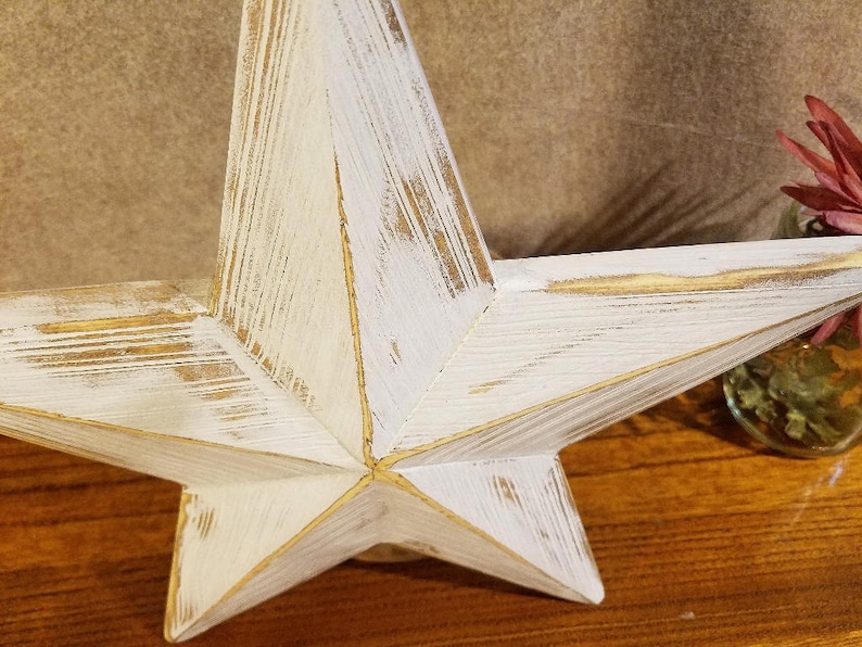 Estrella de madera rústica, estrella de copa de árbol, decoración navideña, copa de árbol de granja imagen 7