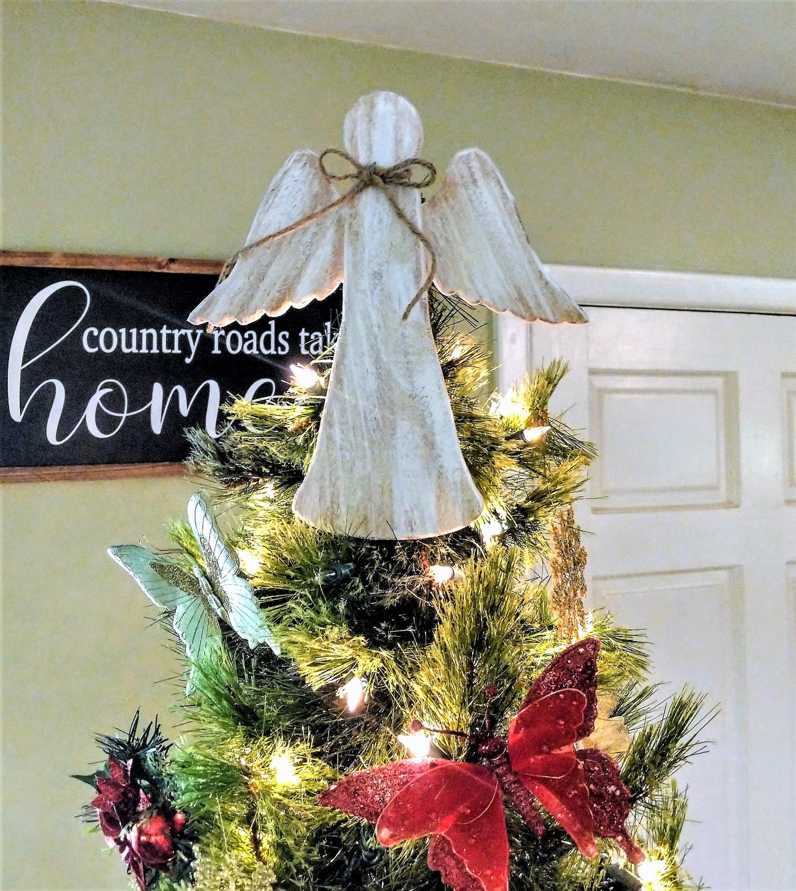 Angel Christmas Tree Topper Rustic Wood Angel Wooden Angel Etsy