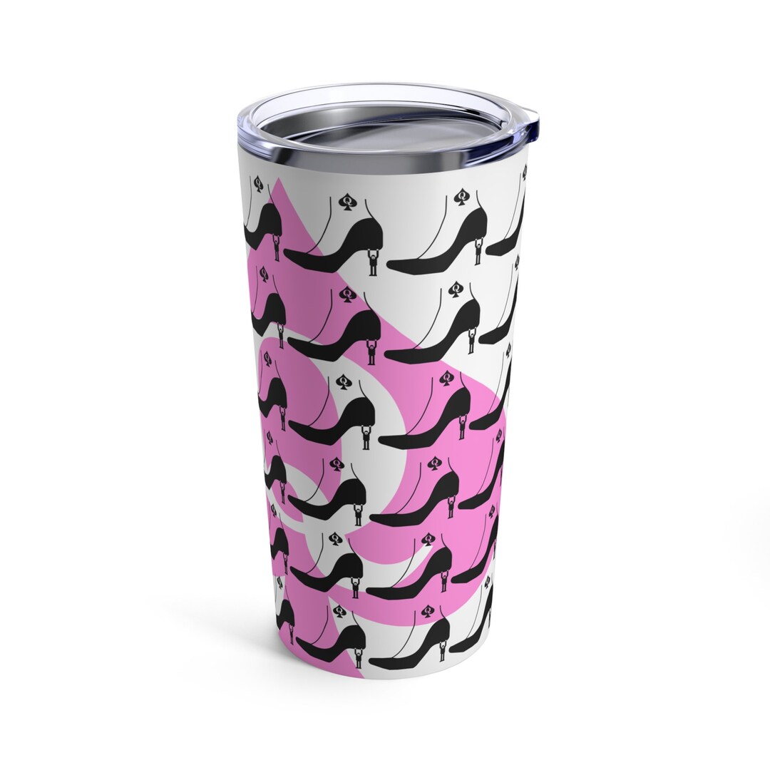 White and Pink Spade Tumbler 20oz, Queen of Spades Water Bottle
