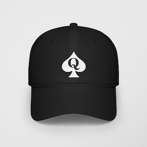 Casquette arrière avec velcro, Chapeau de pique noir, Cartes à jouer, Cadeau pour amateur de poker, Coiffure réglable, Accessoire pour soirée match, Vêtements cocu