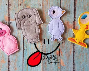 Elephant, Pig, Duck, Pigeon, finger puppet set, read aloud, girl gift, boy gift,teacher gift, pre-k, preschool, character, read aloud