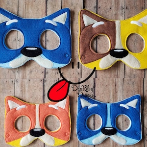Blue Heeler Dog Masks, Blue, Bing, character mask for adults, children, pretend play, dress up, teacher gift, preschool