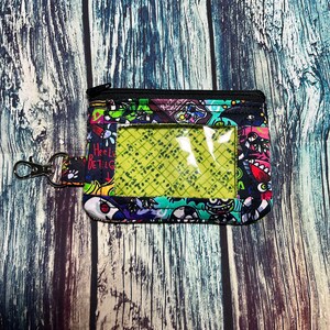 BeetleJuice, Photo ID wallet, ID Zipper pouch, ID Badge holder,  zipper wallet, small wallet, card holder