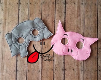 Elephant, Pig, Duck, Pigeon, character mask for adults, children, pretend play, dress up, teacher gift, preschool