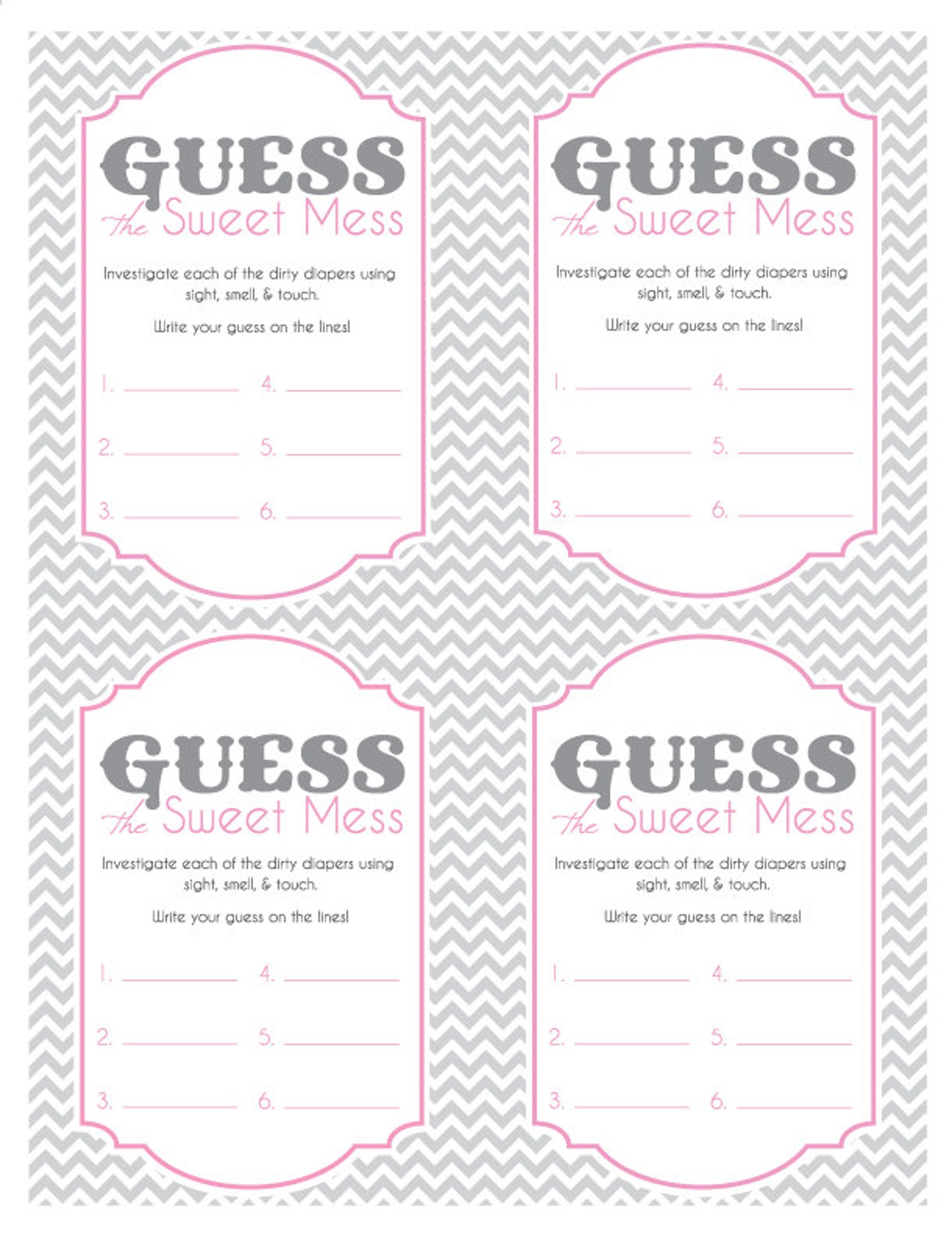 Baby Shower Game Cards for Guess the Sweet Mess Candy Bar Etsy